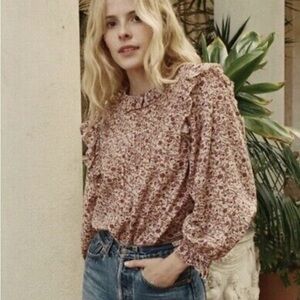 DOEN Fleur Top in Blush Mini Earl Floral Print Size M EUC